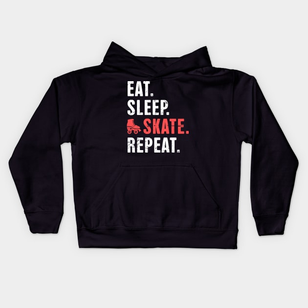 Eat. Sleep. Skate. Repeat. | Roller Skating Kids Hoodie by MeatMan